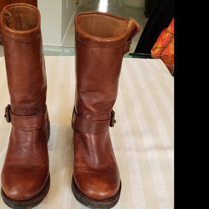 Zigi Girl Brown Leather Boots w/straps Size 8